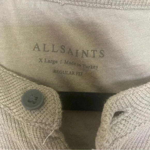 All Saints beige waffle knit long sleeve tee - Picture 4 of 5